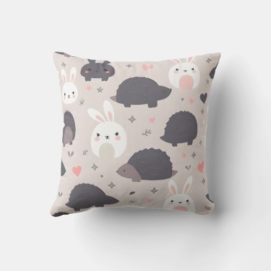 Cute Geometric Animals in Pastel クッション (裏面)