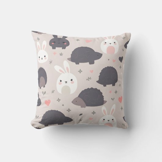 Cute Geometric Animals in Pastel クッション (正面)