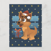 Cute German Shepherd Cartoon Starry night ポストカード (正面)