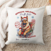 Cute German Shepherd Christmas Throw Pillow クッション (ブランケット)