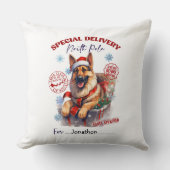 Cute German Shepherd Christmas Throw Pillow クッション (正面)
