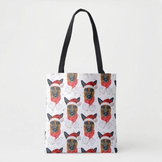 Cute German Shepherd Dog Christmas Pattern トートバッグ (正面)