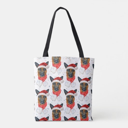 Cute German Shepherd Dog Christmas Pattern トートバッグ (裏面)