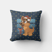 Cute German Shepherd puppy Cartoon Starry night クッション (正面)
