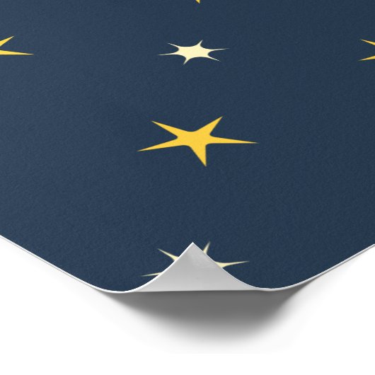 Cute German Shepherd puppy Cartoon Starry night ポスター (角)