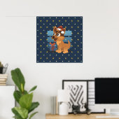 Cute German Shepherd puppy Cartoon Starry night ポスター (ホームオフィス)