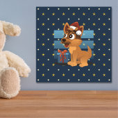 Cute German Shepherd puppy Cartoon Starry night ポスター