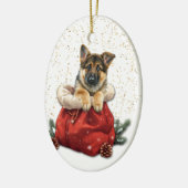 Cute German Shepherd Puppy Christmas Gift Bag セラミックオーナメント (左)