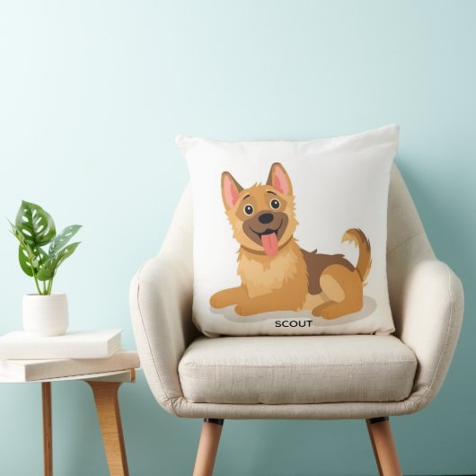 Cute German Shepherd Puppy Illustration Decorative クッション (椅子)