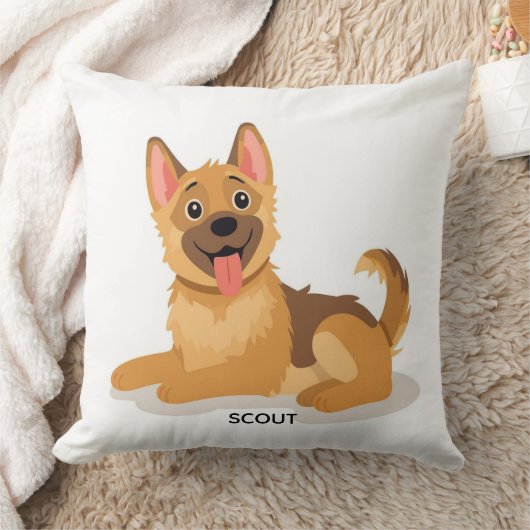 Cute German Shepherd Puppy Illustration Decorative クッション (ブランケット)