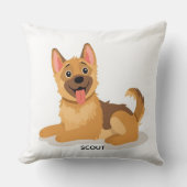 Cute German Shepherd Puppy Illustration Decorative クッション (正面)