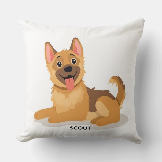 Cute German Shepherd Puppy Illustration Decorative クッション (正面)