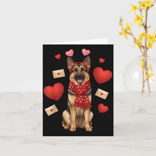 Cute German Shepherd Valentine’s Day Dog Mom - Ger カード (黄色い花)
