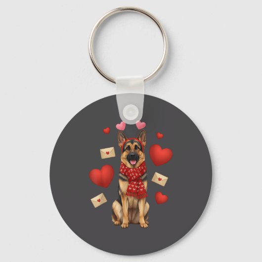 Cute German Shepherd Valentine’s Day Dog Mom - Ger キーホルダー (正面)
