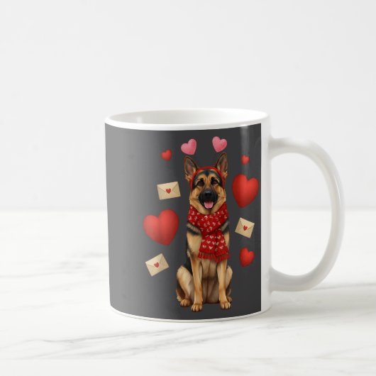 Cute German Shepherd Valentine’s Day Dog Mom - Ger コーヒーマグカップ (右)