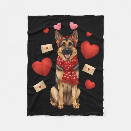 Cute German Shepherd Valentine’s Day Dog Mom - Ger フリースブランケット (正面)