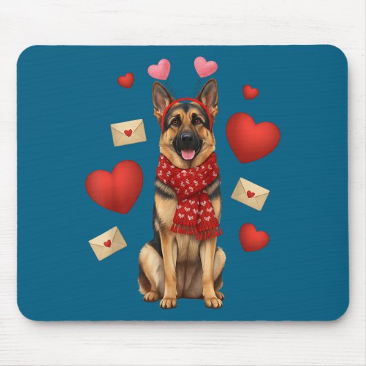 Cute German Shepherd Valentine’s Day Dog Mom - Ger マウスパッド (正面)