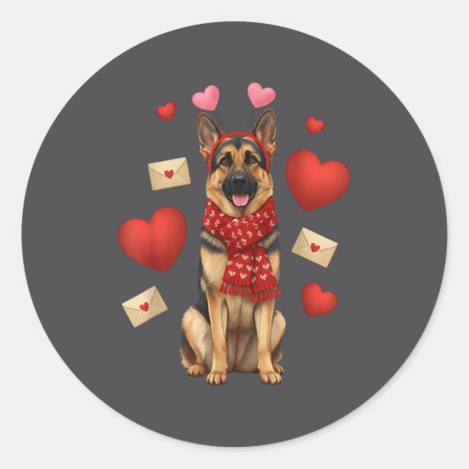 Cute German Shepherd Valentine’s Day Dog Mom - Ger ラウンドシール (正面)