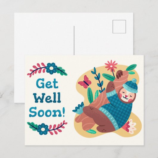 Cute Get Well Soonはがき ポストカード (正面/裏面)