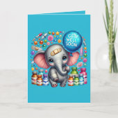 Cute get well soon elephant add message  カード (正面)