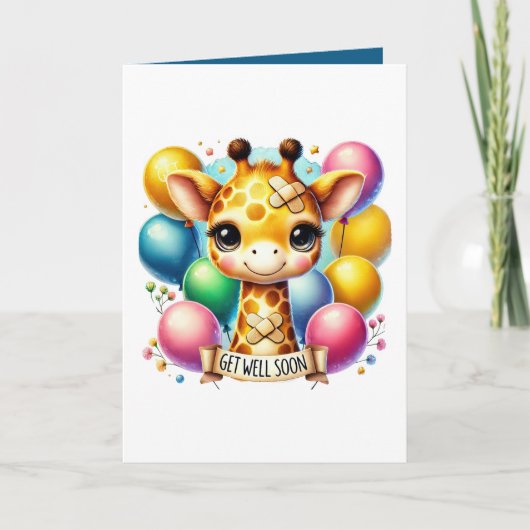 Cute get well soon giraffe add message カード (正面)