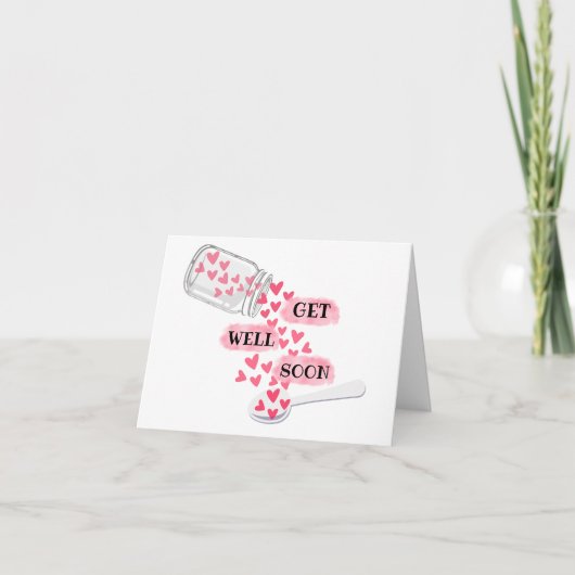 Cute Get Well Soon Jar of Hearts Card カード (正面)