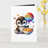 Cute get well soon penguin add message  カード (黄色い花)