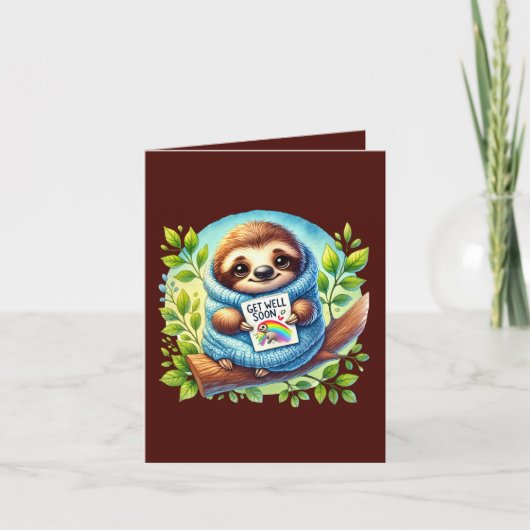 Cute get well soon sloth カード (正面)