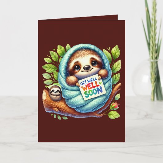 Cute get well soon sloth  カード (正面)
