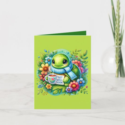 Cute get well turtle add message カード (正面)