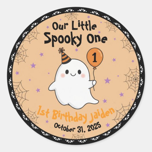 Cute Ghost 1st Halloween Birthday,Baby Outfit ラウンドシール (正面)