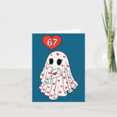 Cute Ghost 6 7 Six Seven Meme Valentines Day Men W カード (正面)