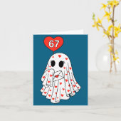 Cute Ghost 6 7 Six Seven Meme Valentines Day Men W カード (黄色い花)