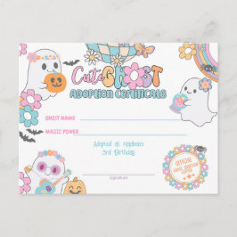 Cute Ghost Adoption Certificate ポストカード