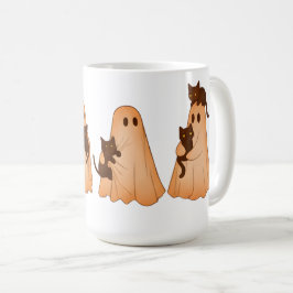 Cute Ghost and Black Cat Halloween Mug コーヒーマグカップ