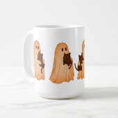Cute Ghost and Black Cat Halloween Mug コーヒーマグカップ (正面左)