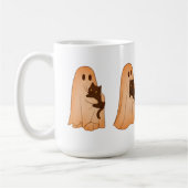 Cute Ghost and Black Cat Halloween Mug コーヒーマグカップ (左)