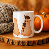 Cute Ghost and Black Cat Halloween Mug コーヒーマグカップ
