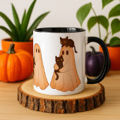 Cute Ghost and Black Cat Halloween Mug コーヒーマグカップ