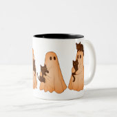 Cute Ghost and Black Cat Halloween Mug ツートーンマグカップ (正面右)
