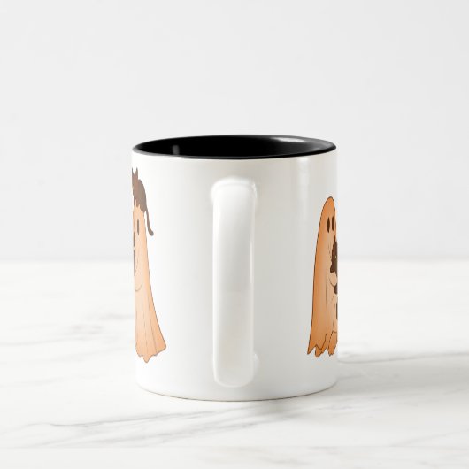 Cute Ghost and Black Cat Halloween Mug ツートーンマグカップ (ハンドル)