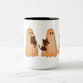 Cute Ghost and Black Cat Halloween Mug ツートーンマグカップ (中央)