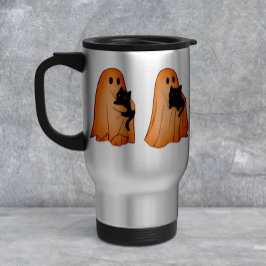 Cute Ghost and Black Cat Halloween Mug トラベルマグ