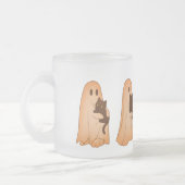Cute Ghost and Black Cat Halloween Mug フロストグラスマグカップ (左)
