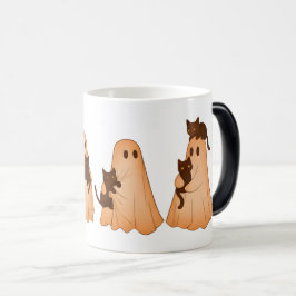 Cute Ghost and Black Cat Halloween Mug モーフィングマグカップ