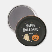 Cute Ghost and Pumpkin Halloween Paper Plate with  マグネット (正面/裏面)