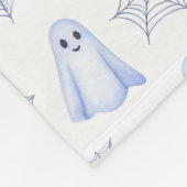 Cute Ghost and Spiderweb Halloween フリースブランケット (角)