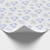 Cute Ghost and Spiderweb Halloween ラッピングペーパー (角)