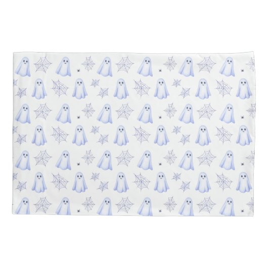 Cute Ghost and Spiderweb Halloween 枕カバー (裏面)