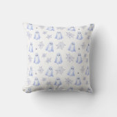 Cute Ghost and Spiderweb Halloween Pillow クッション (正面)